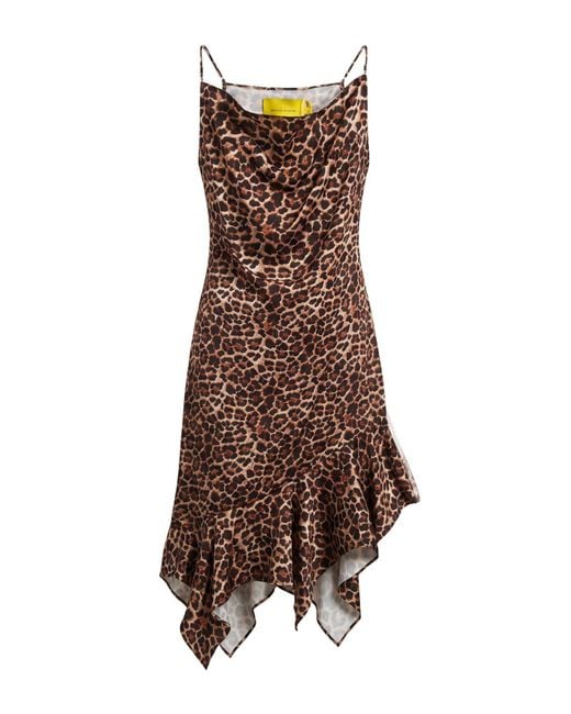 Marques'Almeida Brown Midi Dress Recycled Polyester, Polyester