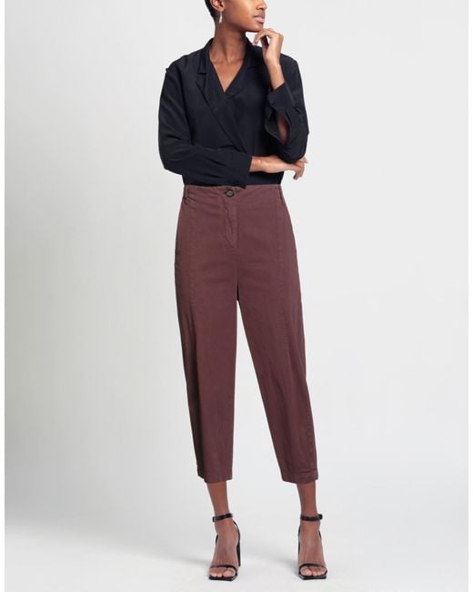 ALESSIA SANTI Purple Burgundy Pants Cotton, Viscose, Elastane
