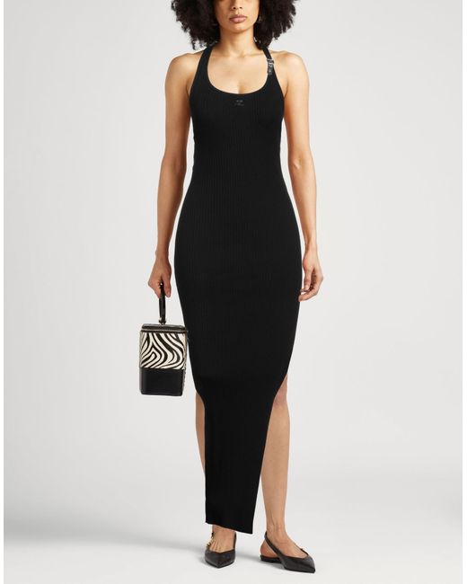 Courreges Black Maxi Dress Viscose, Polyester