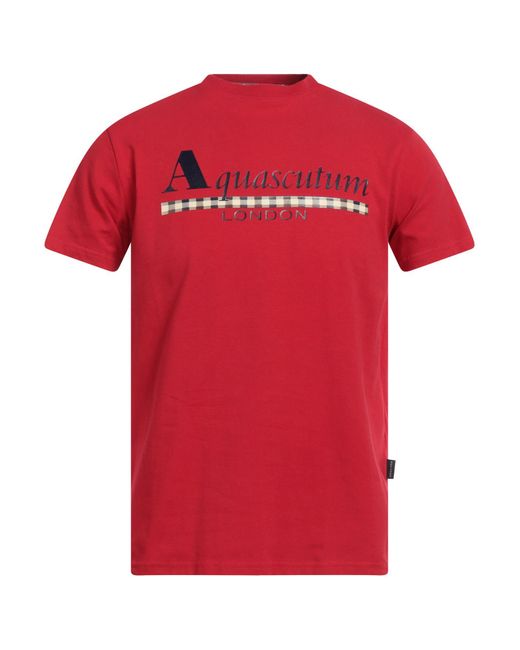 Aquascutum Red T-Shirt Cotton, Elastane for men