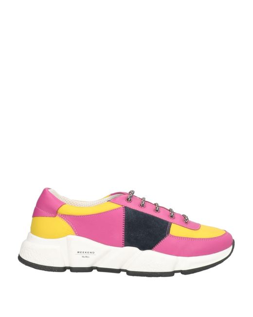 Weekend by Maxmara Pink Fuchsia Sneakers Leather, Textile Fibers