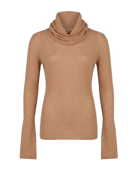 DES_PHEMMES Brown Sand Turtleneck Wool
