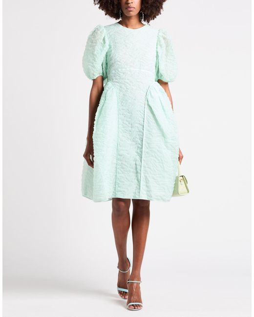 CECILIE BAHNSEN Blue Midi Dress Cotton, Polyamide, Polyester