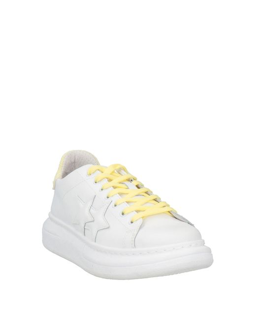 2 Star White Sneakers Leather, Textile Fibers