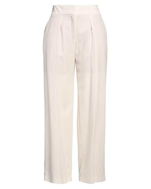 IRO White Ivory Pants Viscose, Wool