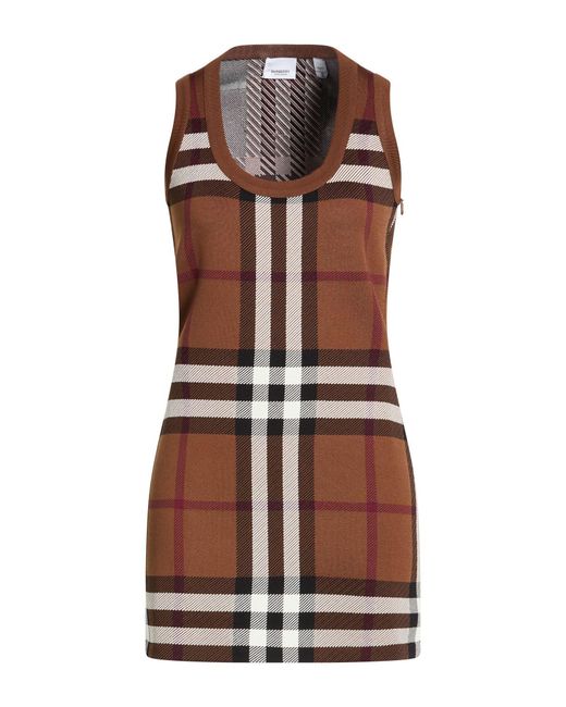 Burberry Brown Mini Dress Viscose, Polyester, Polyamide, Elastane