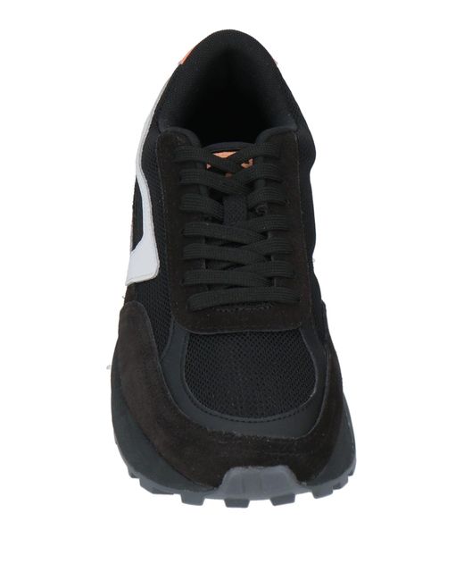 DIESEL Black Sneakers Calfskin, Polyester for men
