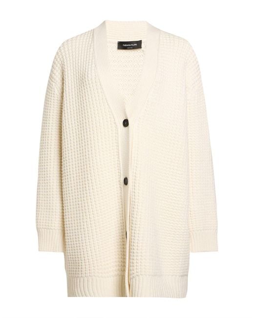 Fabiana Filippi Natural Cardigan Virgin Wool, Silk, Cashmere, Polyamide, Elastane