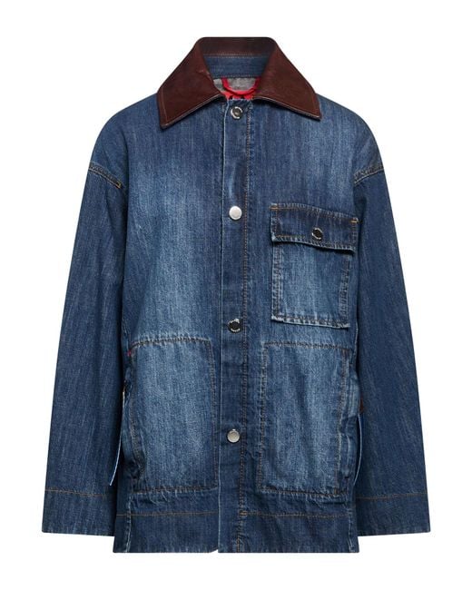 MAX&Co. Blue Denim Outerwear Cotton, Viscose, Polyester, Leather