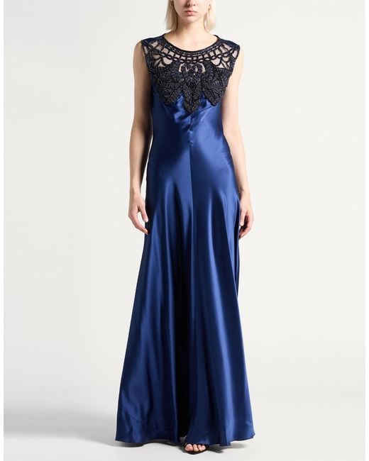 Alberta Ferretti Blue Maxi Dress Silk
