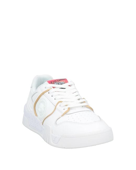 Just Cavalli White Two-Tone Leather Lace-Up Sneakers