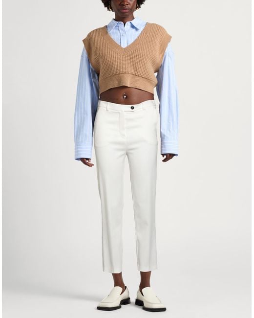 Beatrice B. White Pants Viscose, Polyester, Elastane