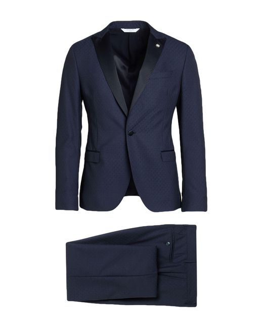 Manuel Ritz Blue Evening Suit Polyester, Wool for men