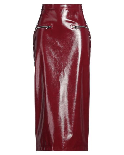 MSGM Red Burgundy Maxi Skirt Polyester, Polyurethane