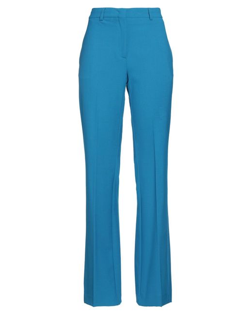 Semicouture Blue Pants Polyester, Virgin Wool, Elastane