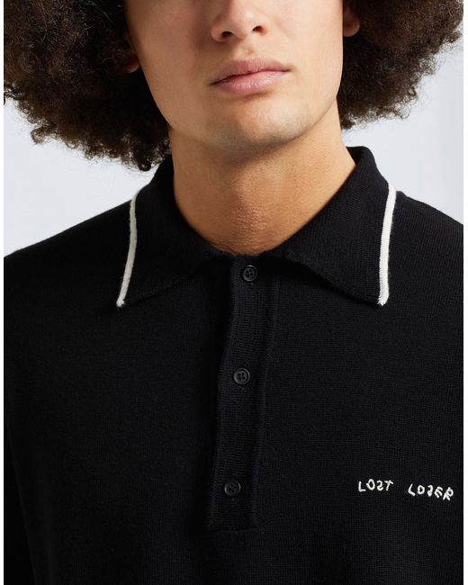 8 by COCO CAPITÁN Black The Formal Loser Polo Jumper Sweater Merino Wool for men