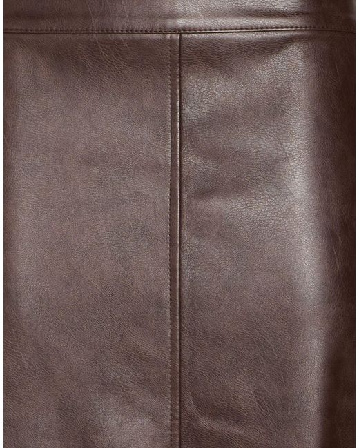 Kaos Brown Dark Midi Skirt Polyurethane, Polyester