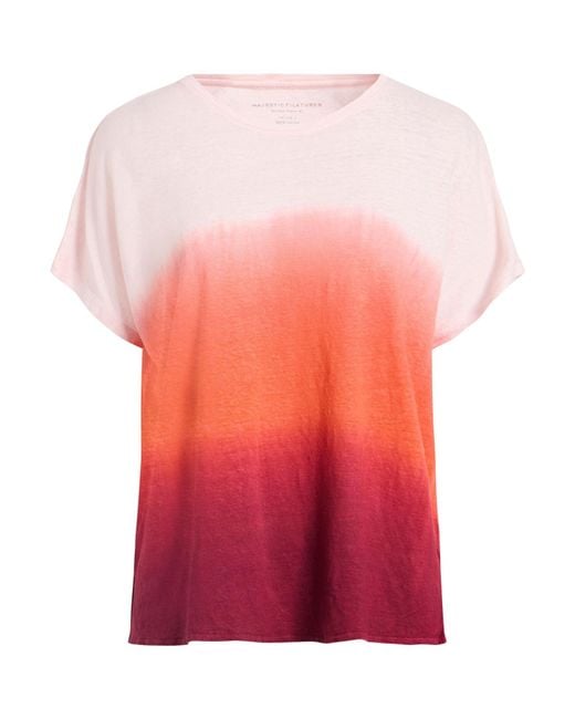 Majestic Filatures Pink Light T-Shirt Cotton, Linen