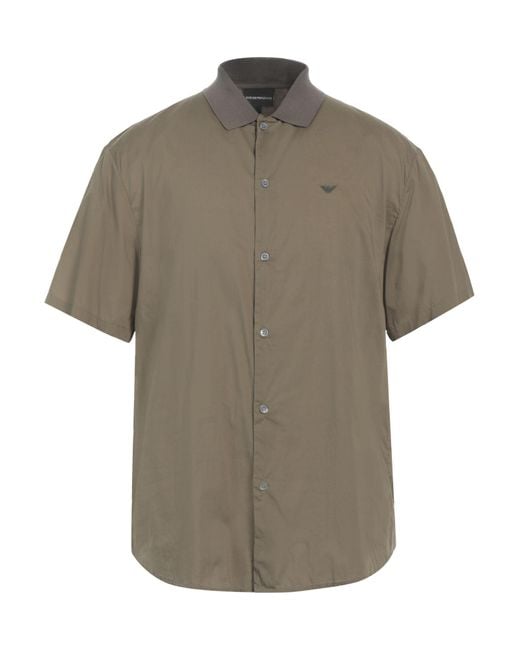 Emporio Armani Gray Military Shirt Cotton for men