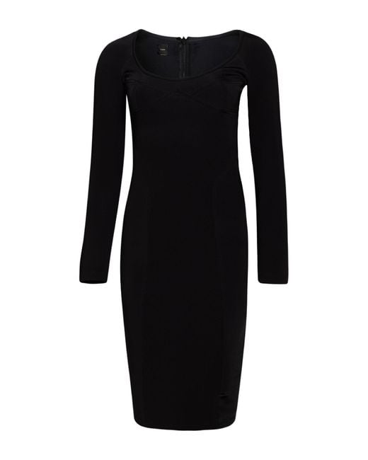 Pinko Black Midi Dress Viscose, Polyamide, Elastane