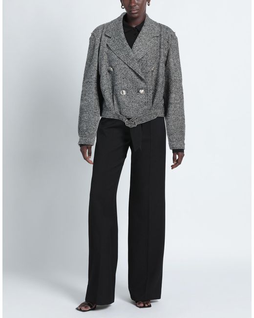 Alessandra Rich Gray Coat Wool, Polyamide, Acrylic