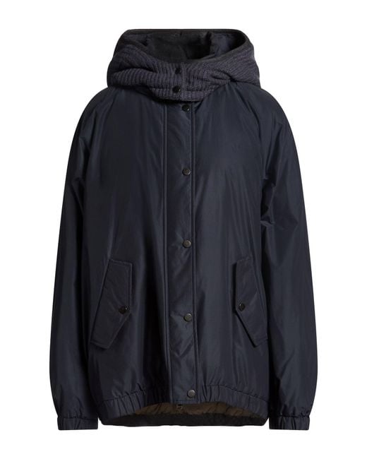 Brunello Cucinelli Blue Puffer Polyester, Cotton