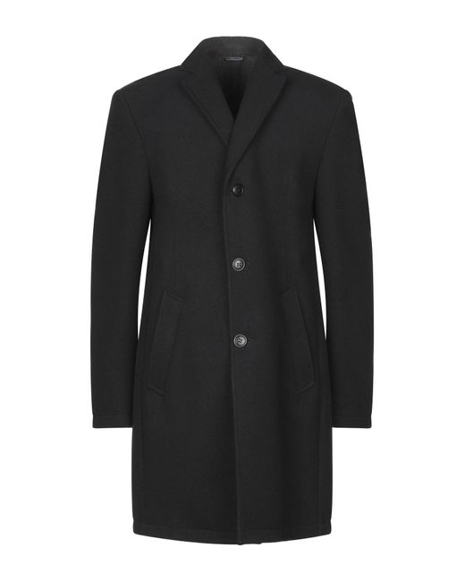 Daniele Alessandrini Black Coat Polyester, Viscose, Elastane for men
