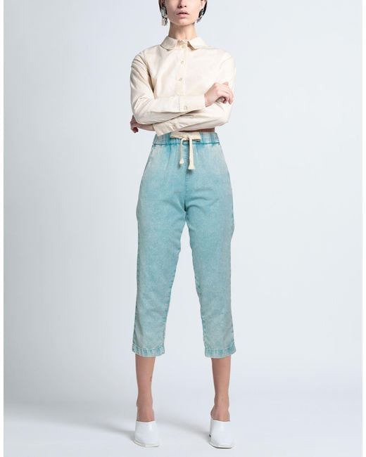 Myths Blue Azure Pants Cotton, Linen, Elastane