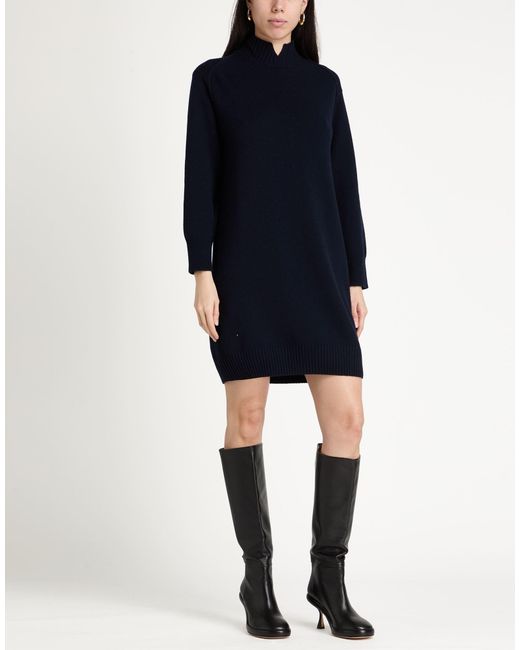 Gran Sasso Blue Mini Dress Virgin Wool, Viscose, Cashmere