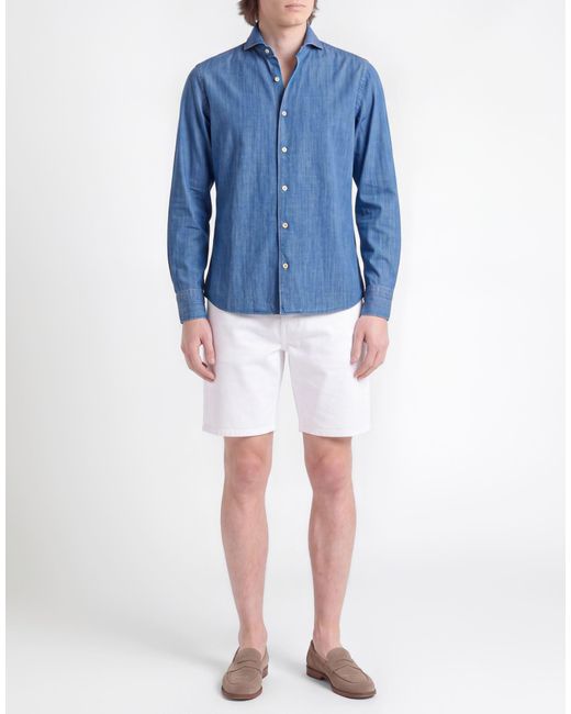 Luigi Borrelli Napoli Blue Denim Shirt Cotton for men