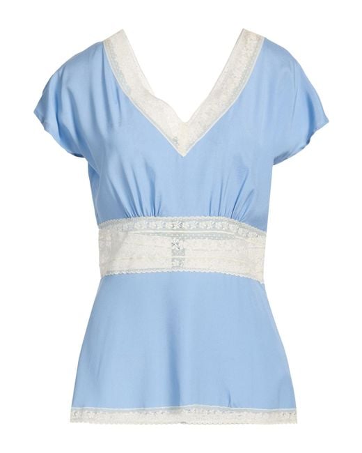P.A.R.O.S.H. Blue P.A.R.O..H. Top Silk, Elastane, Polyamide