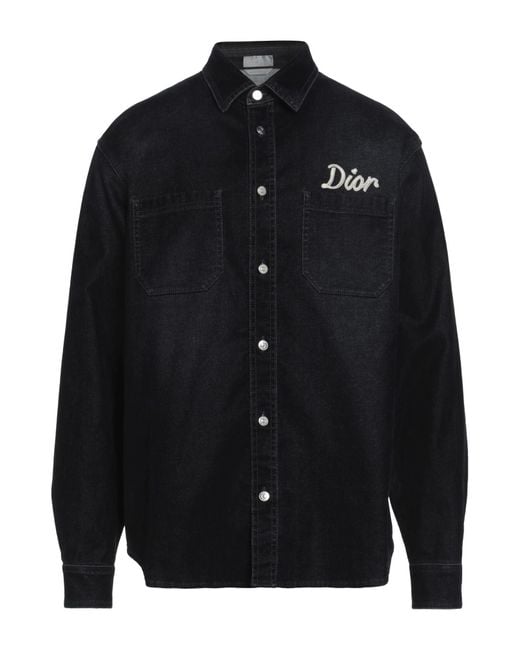 Dior Blue Denim Shirt Cotton, Elastane for men