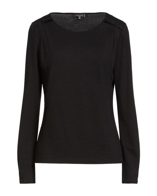 Etro Black T-Shirt Wool, Silk, Elastane