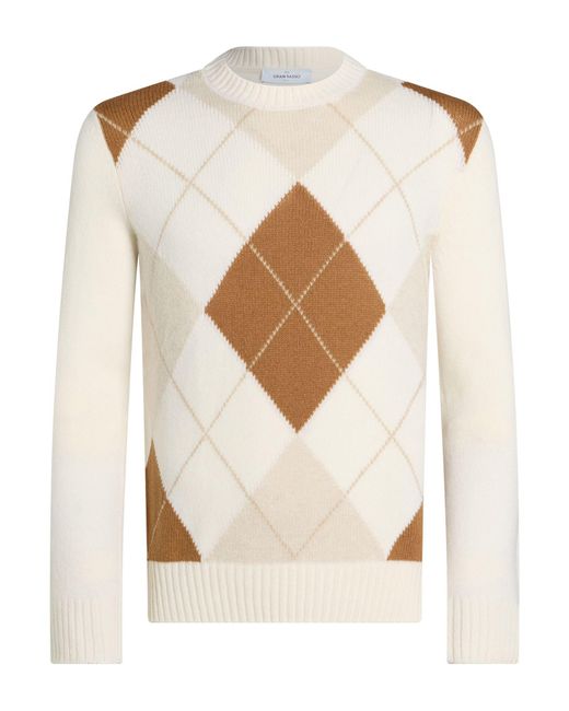 Gran Sasso White Ivory Sweater Virgin Wool for men