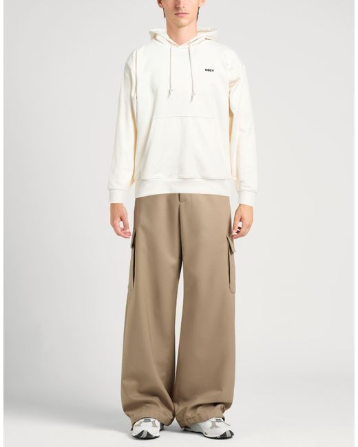 Obey White Cream Sweatshirt Cotton, Polyester for men