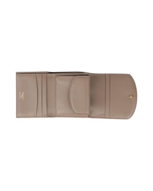 Bally Brown Taupe Wallet Cow Leather