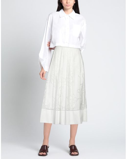 Clips White Midi Skirt