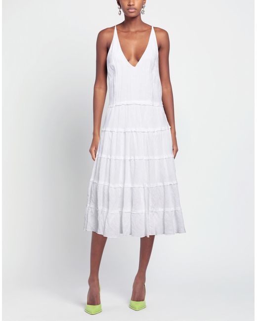 120% Lino White Midi-Kleid
