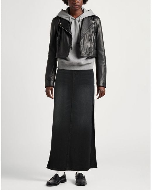 Mother Black Denim Skirt Recycled Cotton, Lyocell, Cotton