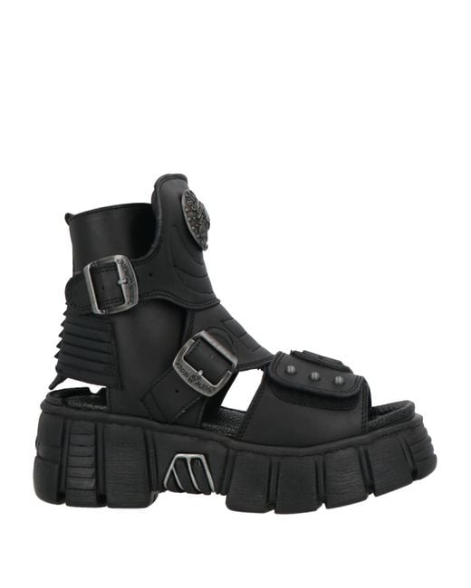 New Rock Black Sandals Textile Fibers