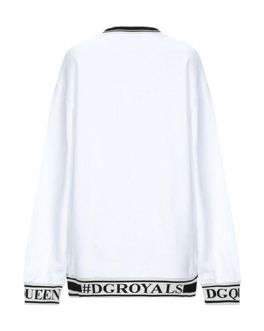 Dolce & Gabbana White Sweatshirt Cotton, Brass, Silk, Glass, Polyester