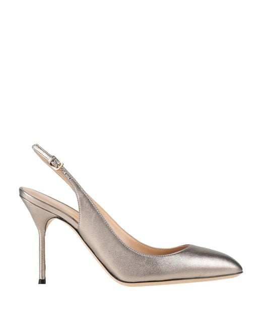 Sergio Rossi Metallic Platinum Pumps Leather