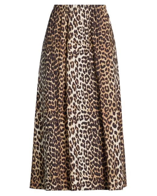 Ganni Brown Midi Skirt Organic Cotton