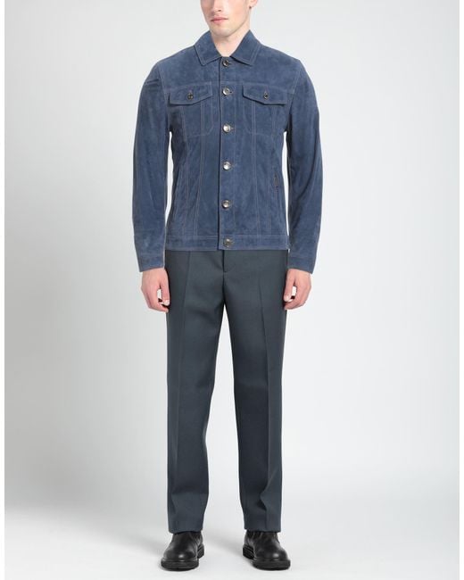 Moorer Blue Jacket Leather for men