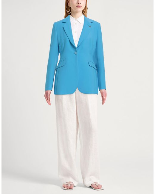 Hanita Blue Azure Blazer Polyester, Elastane