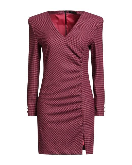Liu Jo Purple Better Fuchsia Mini Dress Polyester, Viscose, Wool, Polyamide, Elastane