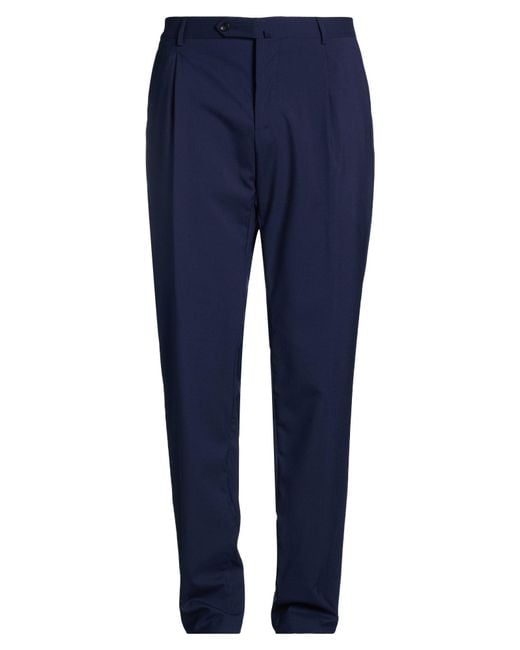 Paoloni Blue Pants Wool, Elastane for men