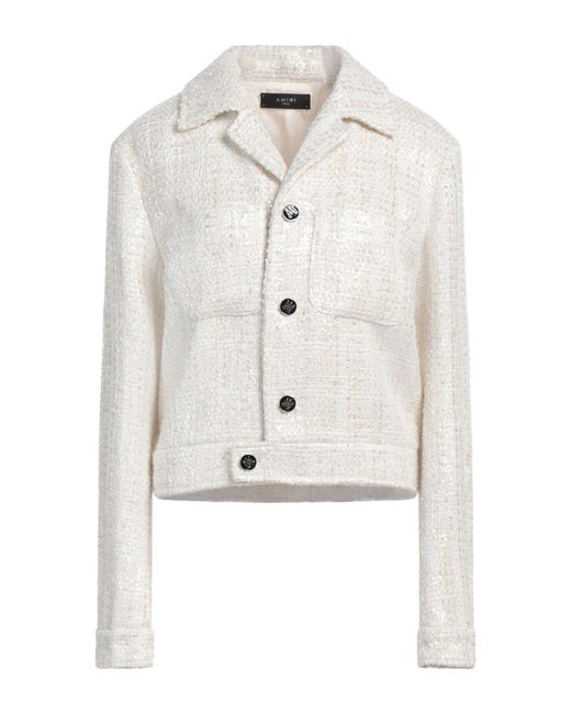 Amiri White Ivory Jacket Polyester, Wool