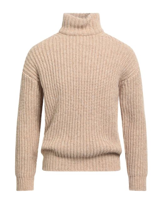 Roberto Collina Natural Turtleneck Baby Alpaca Wool, Nylon, Wool for men