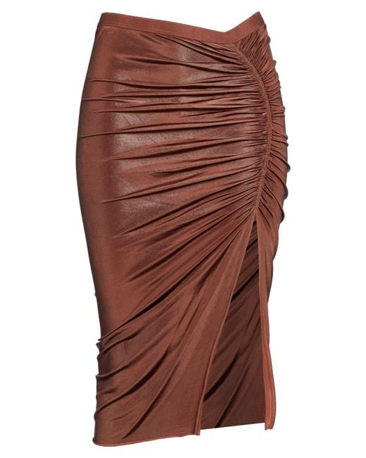 Rick Owens Brown Midi Skirt Viscose, Elastane